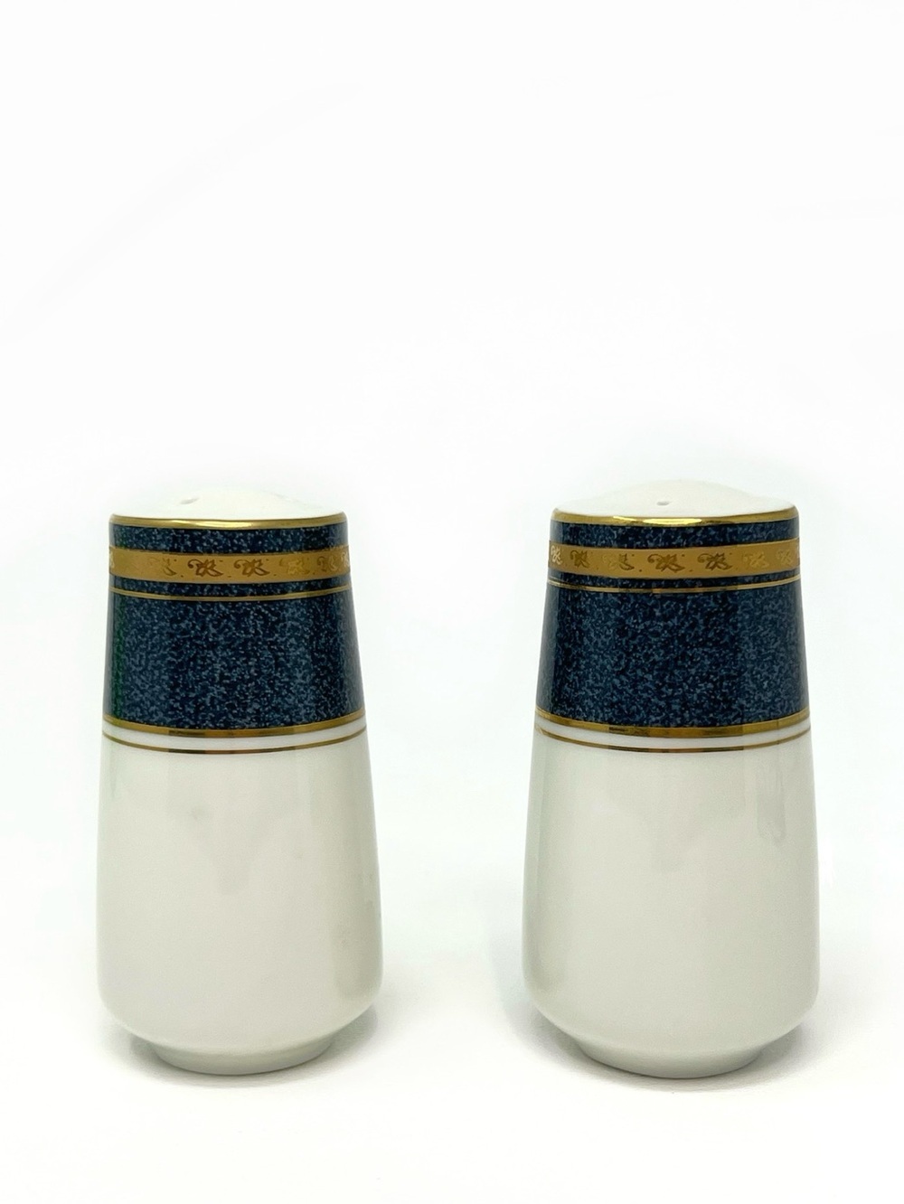 Vintage Mikasa Imperial Lapis Grande Ivory Porcelain Salt & Pepper Shakers EUC